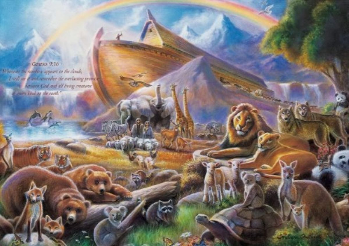 Picture of Noah's Ark and animals to introduce religious jigsaw puzzles.