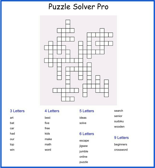 Sample word fill puzzle called Puzzle Solver Pro